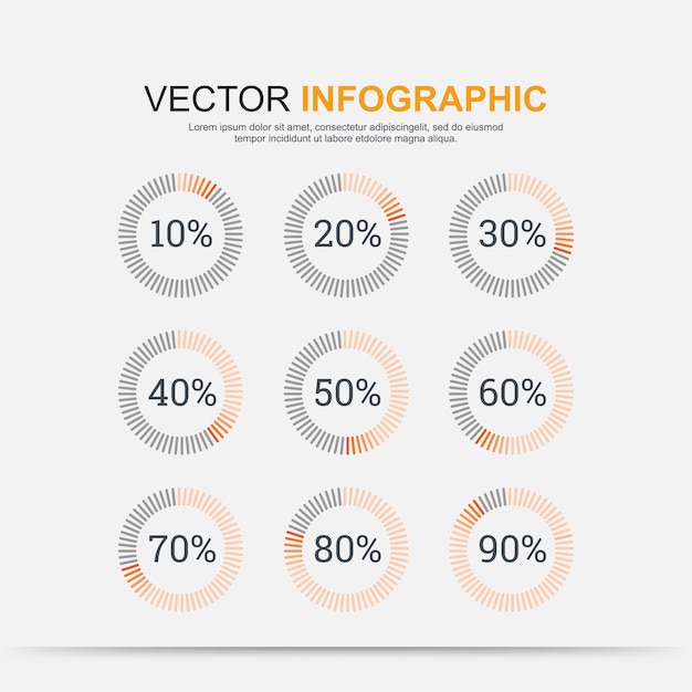 Vektor infografik-elemente diagrammkreis mit prozentangabe