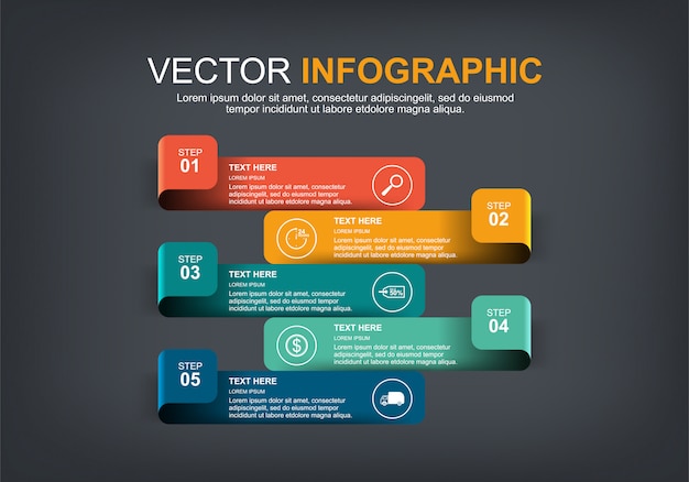 Vektor infografik-elemente mit 5 optionen