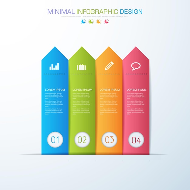 Infografik-Elemente mit Business-Symbol auf vollfarbigem Hintergrund Prozess oder Schritte und Optionen Workflow-DiagrammeVektordesignelement eps10 Illustration