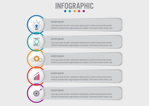 Infografik Etiketten Vorlage mit 5 Optionen