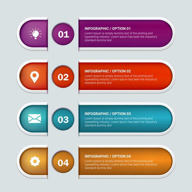 Infografik-etikettendesign mit 4 optionen oder schritten. infografiken für geschäftskonzept.