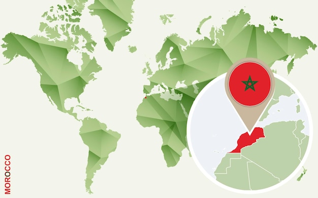 Infografik für marokko detaillierte karte von marokko mit flagge