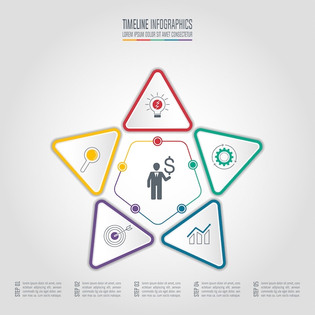 Infografik geschäftskonzept mit 5 optionen.