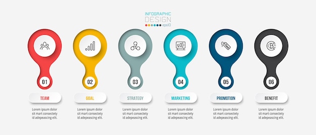 Infografik-geschäftsvorlage mit schritt- oder optionsdesign