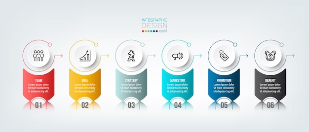 Infografik-geschäftsvorlage mit schritt- oder optionsdesign