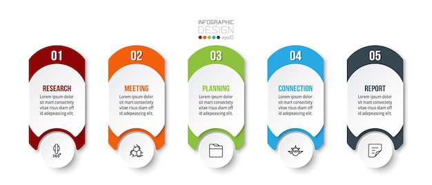 Infografik-geschäftsvorlage mit schritt- oder optionsdesign