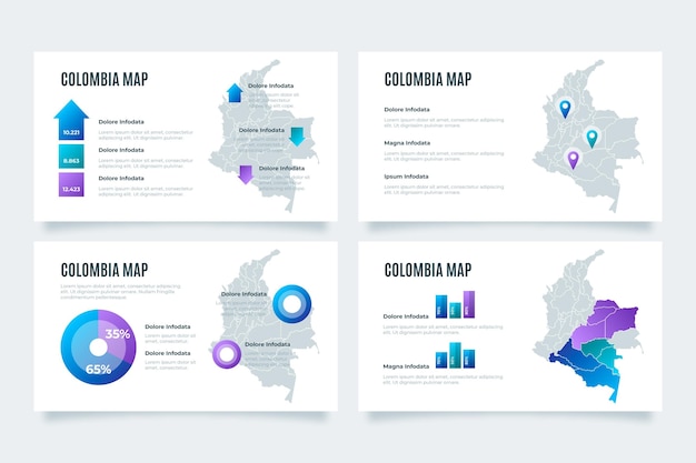 Vektor infografik karte mit farbverlauf kolumbien