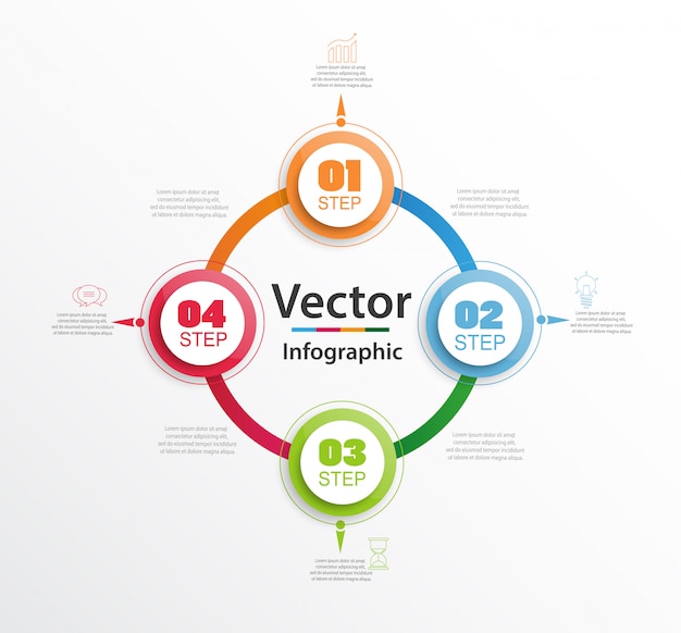 Infografik kreisdiagramm banner mit schritten, teile, optionen