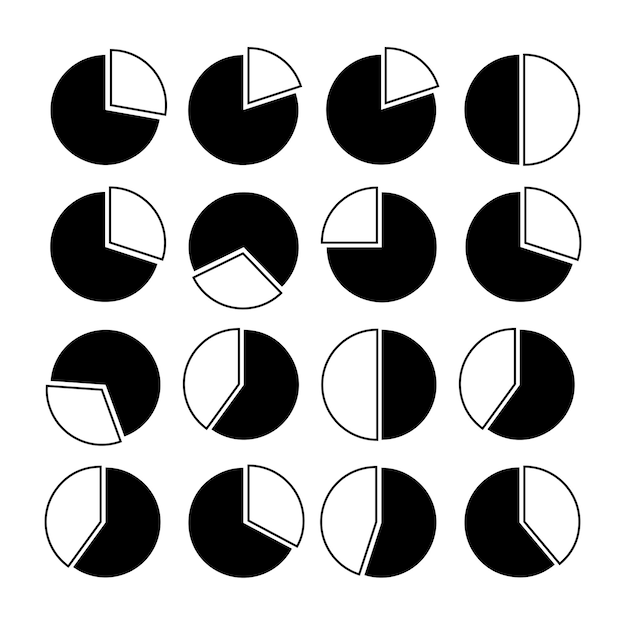 Infografik-kreisdiagramm-set. vektor-illustration. kreisdiagramme für die geschäftspräsentation auf weiß