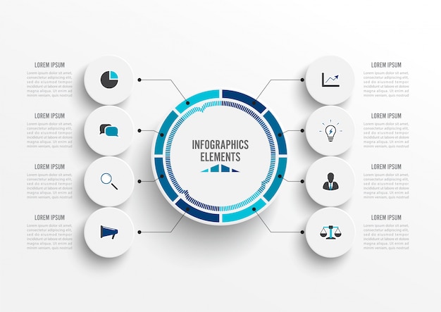 Infografik mit 3d-papieretikett