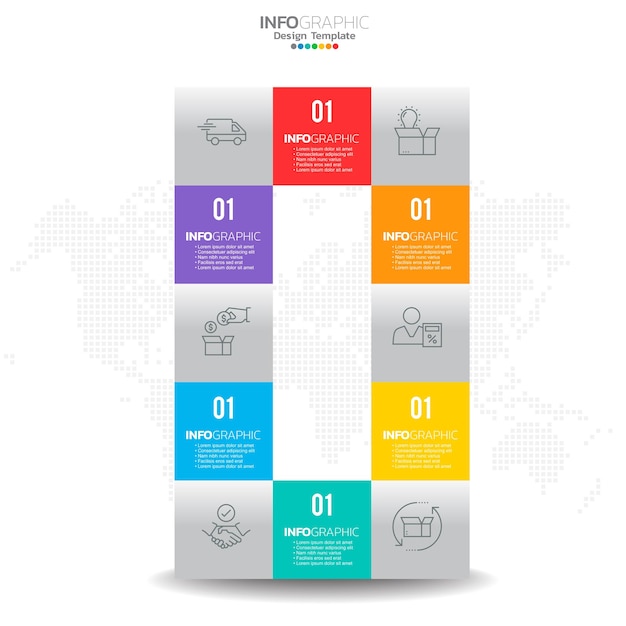 Infografik mit 6 schritten optionen teile schritte oder prozesse