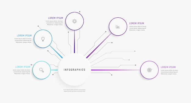 Infografik mit symbolen und optionen oder schritten