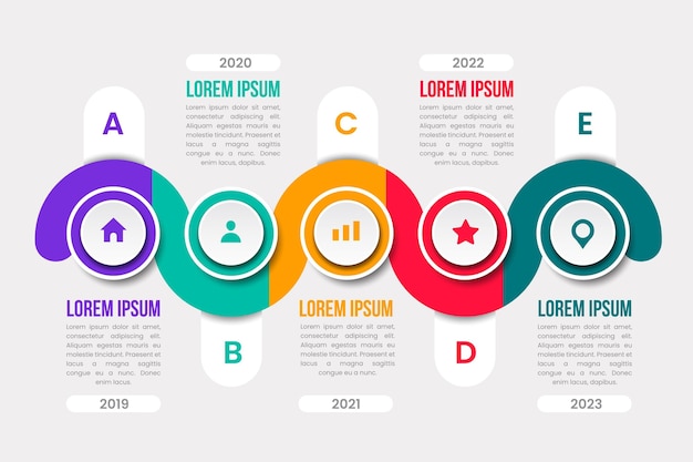 Infografik mit zeitachse für flaches design