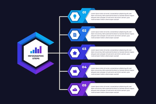 Infografik-präsentation der modernen hexagon-liste