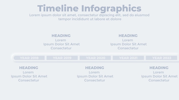 Vektor infografik-präsentationsvorlage für neumorphe business-timeline