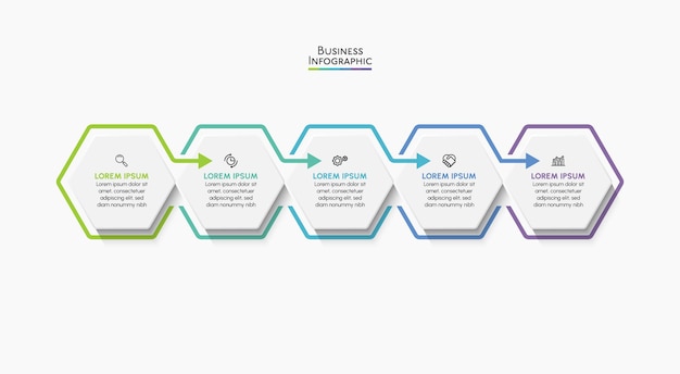 Infografik-symbole für die zeitleiste der geschäftsdatenvisualisierung für abstrakte hintergrundvorlagen