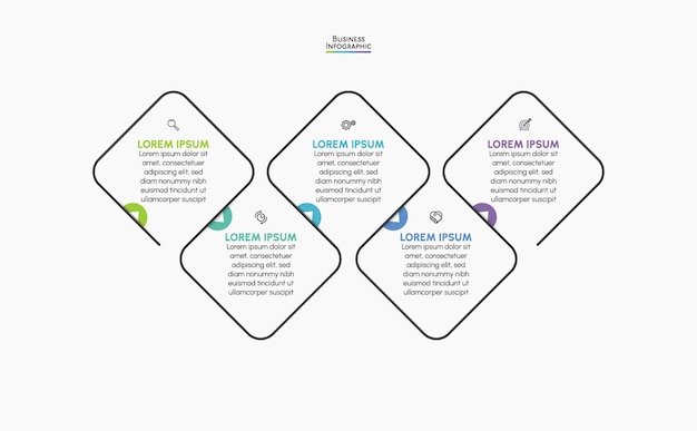 Infografik-Symbole für die Zeitleiste der Geschäftsdatenvisualisierung für abstrakte Hintergrundvorlagen
