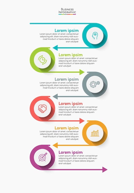 Infografik-symbole für die zeitleiste der geschäftsdatenvisualisierung für abstrakte hintergrundvorlagen