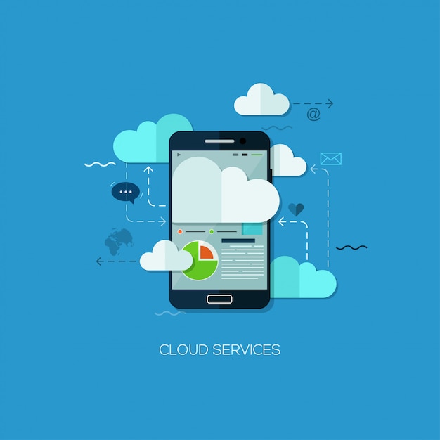 Infografik-Technologie für Cloud-Services-Vision-Flat