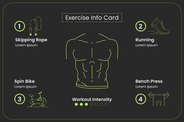 Infografik-vektorvorlage zur männlichen körperfitness