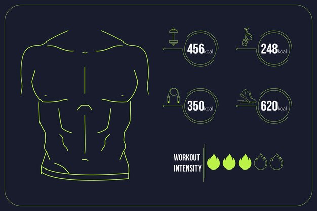 Vektor infografik-vektorvorlage zur männlichen körperfitness