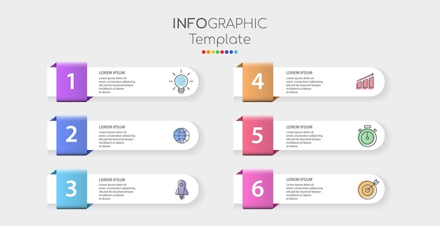 Infografik-vorlage 6 schritte vektorbanner im origami-stil