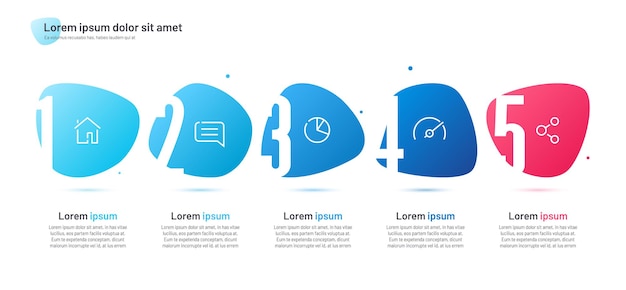 Infografik-vorlage bestehend aus vier nummerierten abstrakten formen.