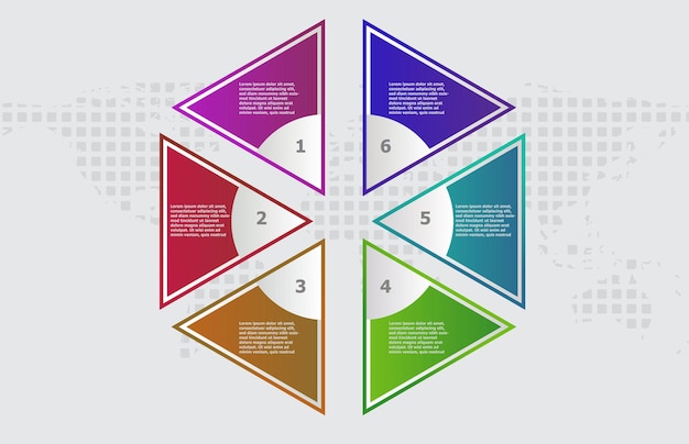 Infografik-vorlage des infografik-vektors für bunte, moderne hexagon-rundthema-präsentation