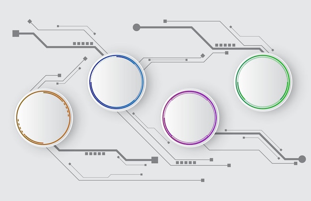 Infografik-Vorlage des Kreisthemas mit modernem Diagrammdarstellungs-Infografikvektor der elektronischen Linie der Schaltung