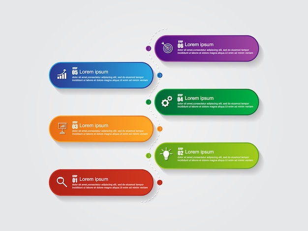 Infografik-Vorlage für das Geschäft mit 6 Optionen