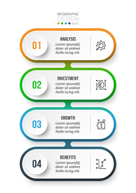 Infografik-vorlage für den arbeitsablauf mit 4 schritten