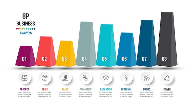 Vektor infografik-vorlage für den geschäftsablauf der pyramide