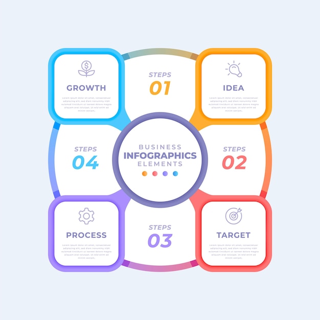Vektor infografik-vorlage für farbverlaufsdiagramme