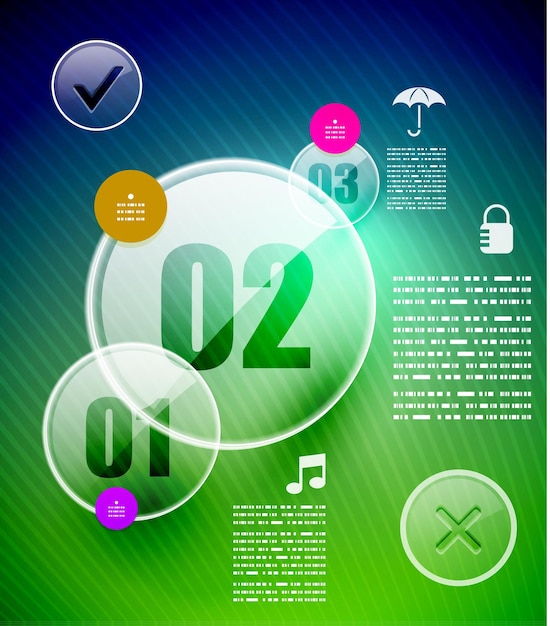 Infografik-vorlage für glaskreise