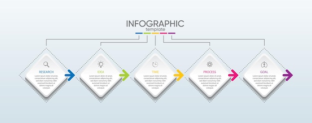 Infografik-vorlage für präsentationsgeschäft mit 5 schritten