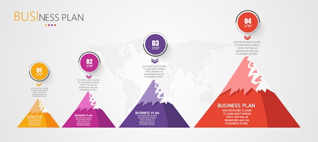 Infografik-vorlage für prozess- oder business-präsentationen. gebirgsthema