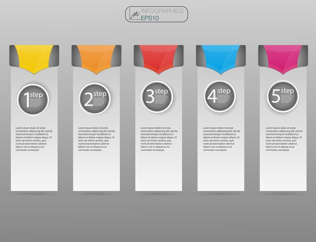 Vektor infografik-vorlage, geschäftskonzept mit optionen, teilen, schritten oder prozessen.