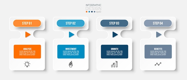 Infografik-vorlage geschäftskonzept mit schritt