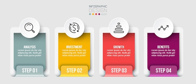 Infografik-vorlage geschäftskonzept mit schritt