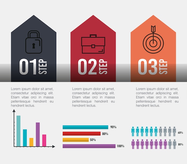 Infografik vorlage legen sie symbole