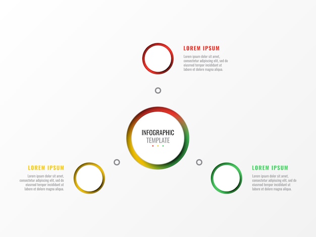 Infografik-vorlage mit drei schritten design-layout mit runden realistischen 3d-elementen prozessdiagramm