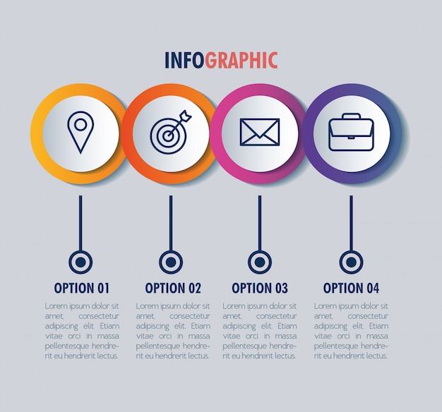 Infografik-vorlage mit geschäftsikonenkonzept