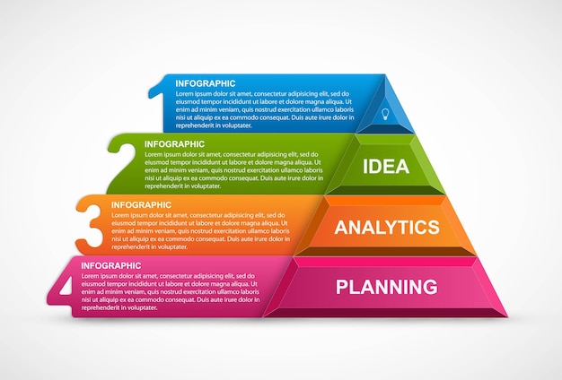 Infografik vorlage mit pyramide für präsentationen