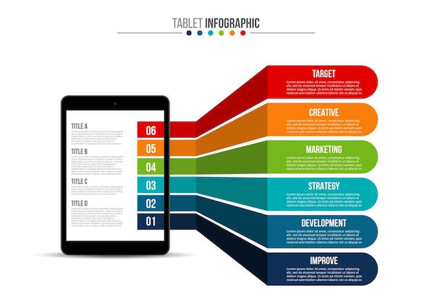 Infografik-vorlage mit tablet