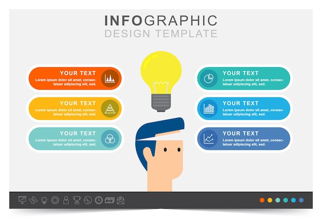 Infografik-vorlage präsentation neue ideen für unternehmen und icon-set