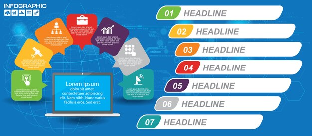 Infografik vorlage und optionen