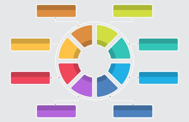 Infografik-Vorlage von 8 Kreisen moderner Diagrammthema-Präsentation Infografik-Vektor