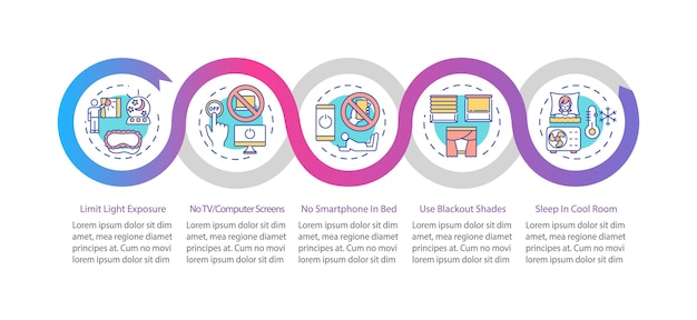 Infografik-vorlage zur schlafverbesserung. präsentationselemente für gesundheitsempfehlungen.