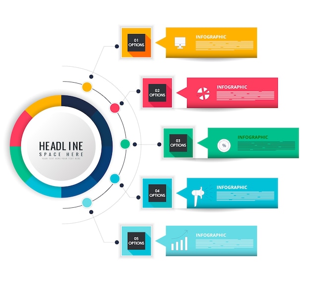 Vektor infografik-vorlagen farbenfrohes modernes flaches geometrisches design