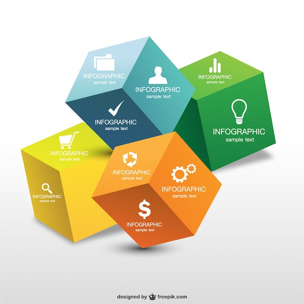 Infografiken 3d-würfel-design